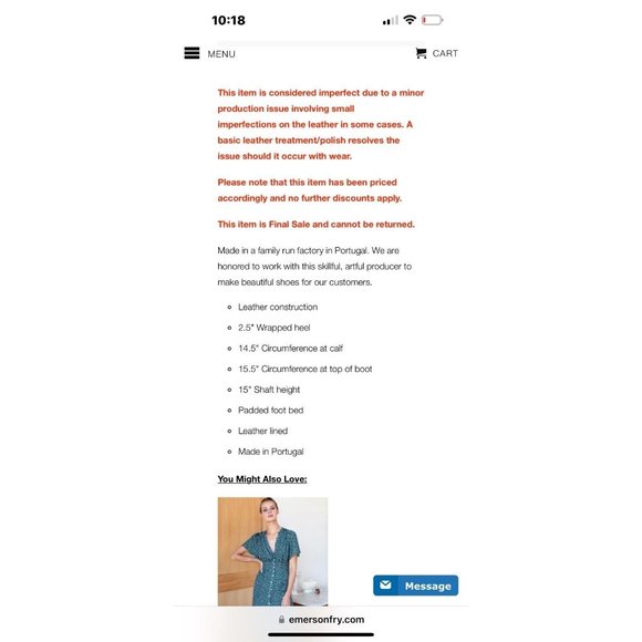 NEW Emerson Fry Sz.6.5-7 LOU WALKING BOOT COGNAC CROC BROWN LEATHER Slight imper - Picture 9 of 11